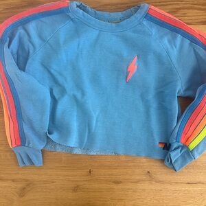 Aviator Nation 5 striped cropped sweatshirt size small